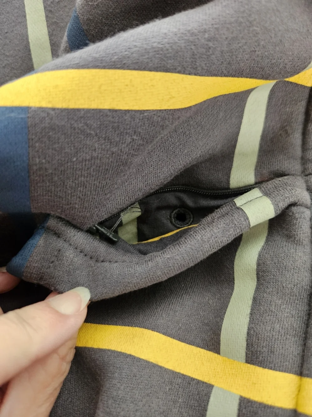 Vintage‎ Nomis Full Zip Hoodie Men Lg Gray Yellow Plaid Snowboard Streetwear Y2K